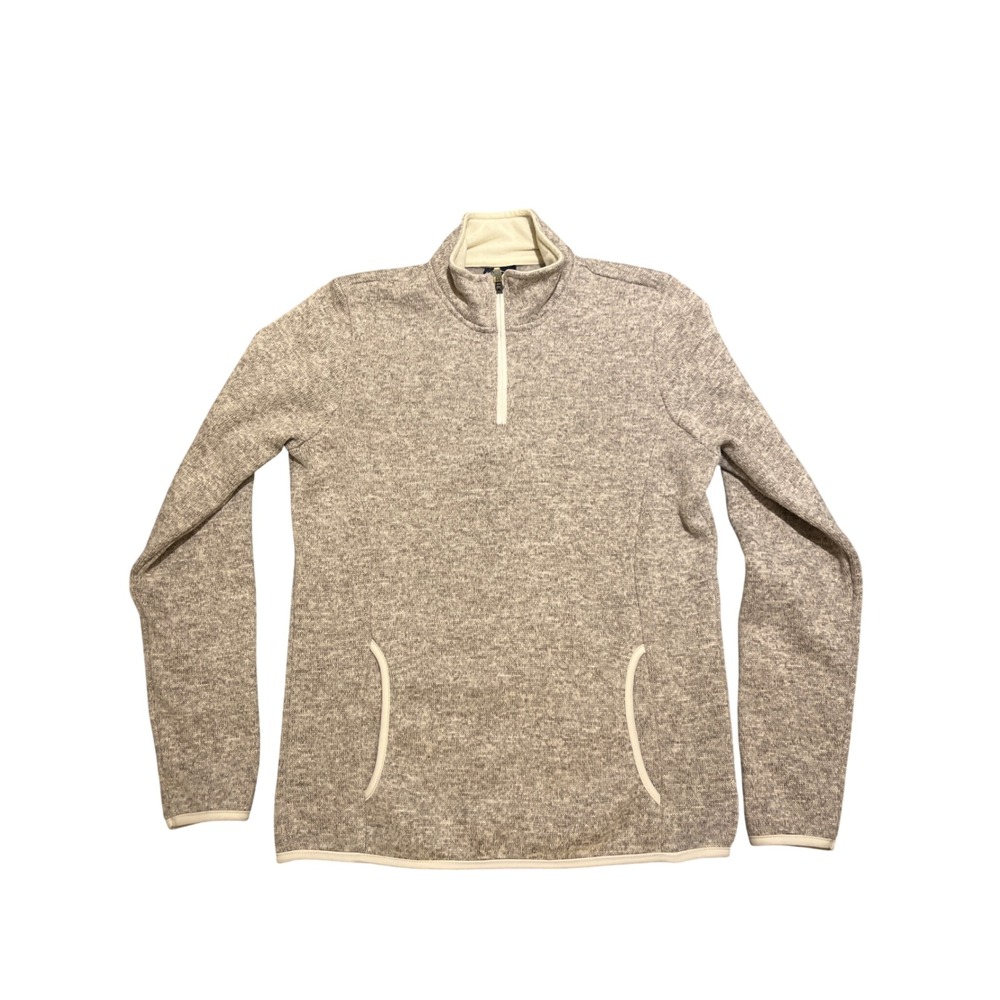 Charles River Apparel Sweater Women's Size M Fleece‎ 1/4 Zip Beige Pullover